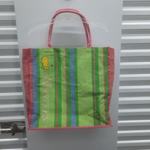 Augusta Masters Jute Tote Bag Golf Green & Pink FADED, LINER ISSUES